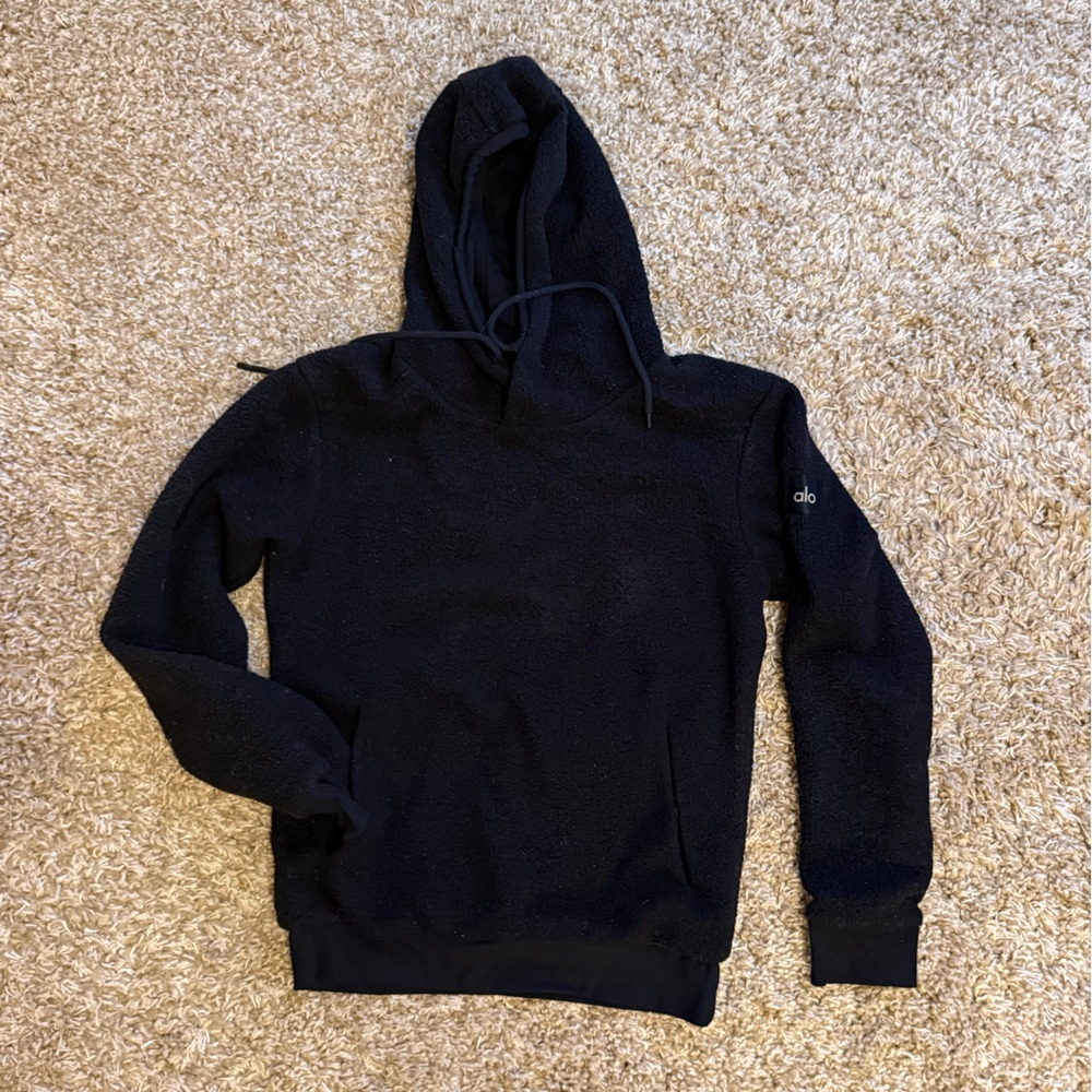 ALO Yoga Black Sherpa Hoodie with Hidden Pocket